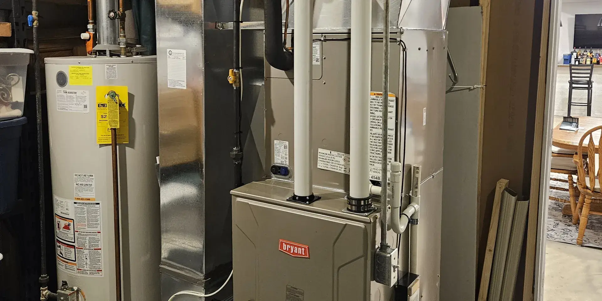 New high-efficiency residential furnace installed in a Michigan basement